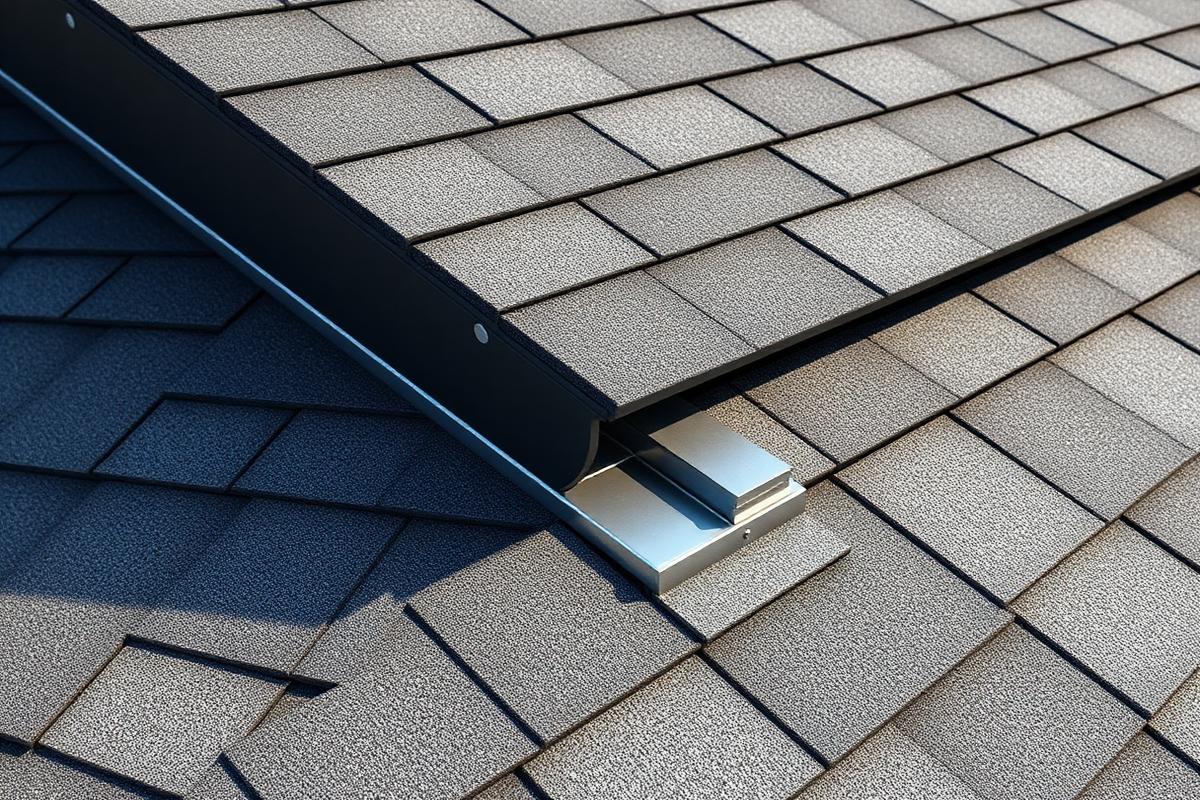 Step flashing installed where a roof slope meets a wall
