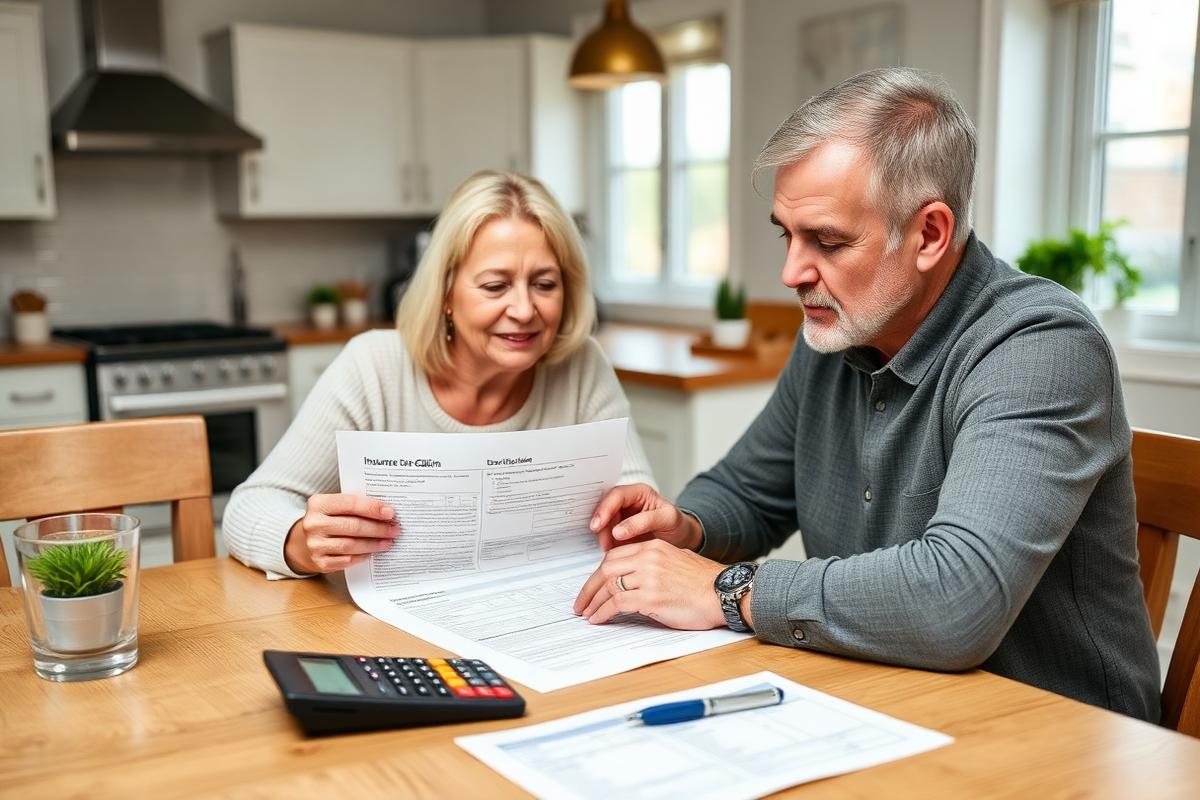 Homeowner reviewing an insurance claim document with a contractor