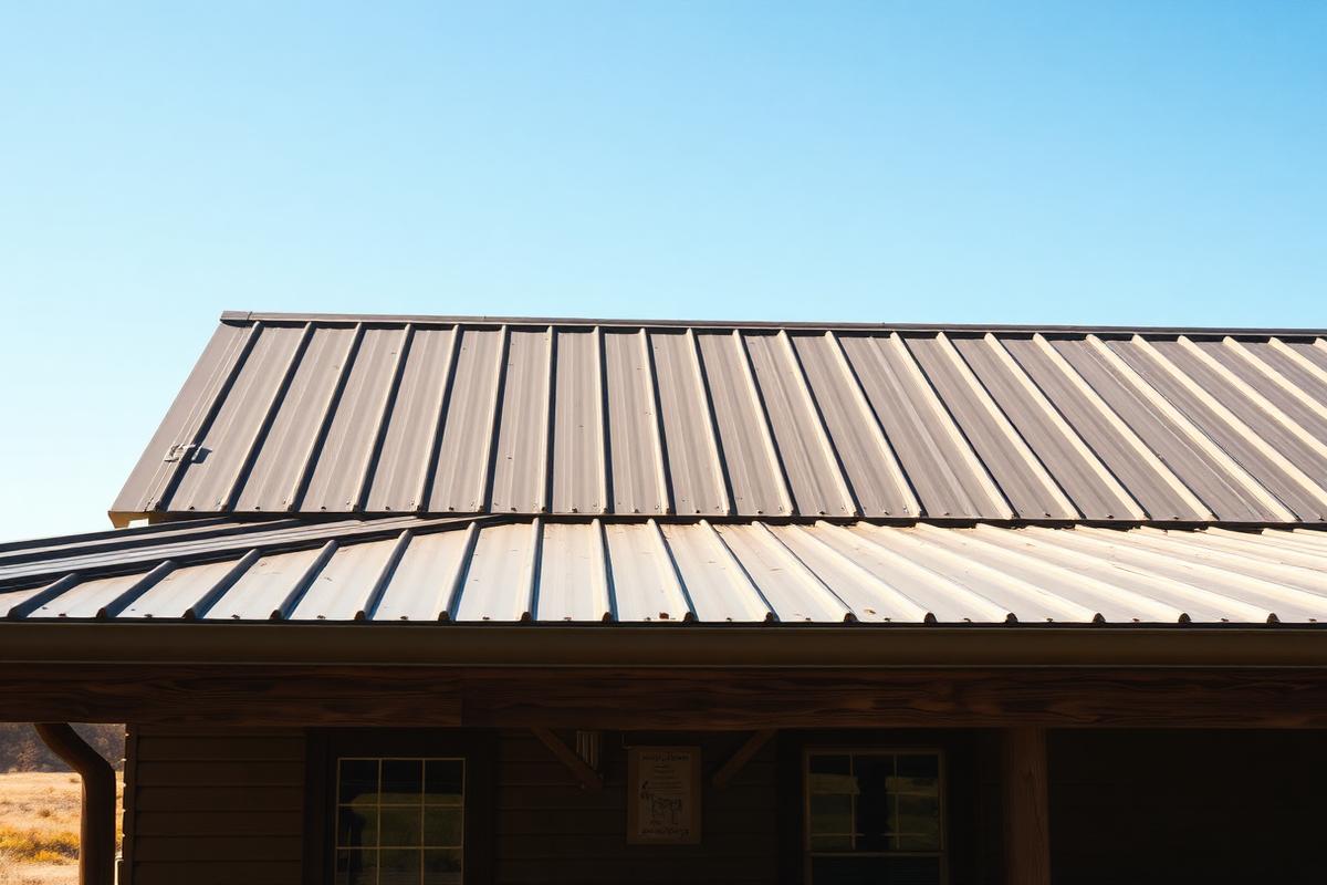 Standing seam metal roof panels on a modern building