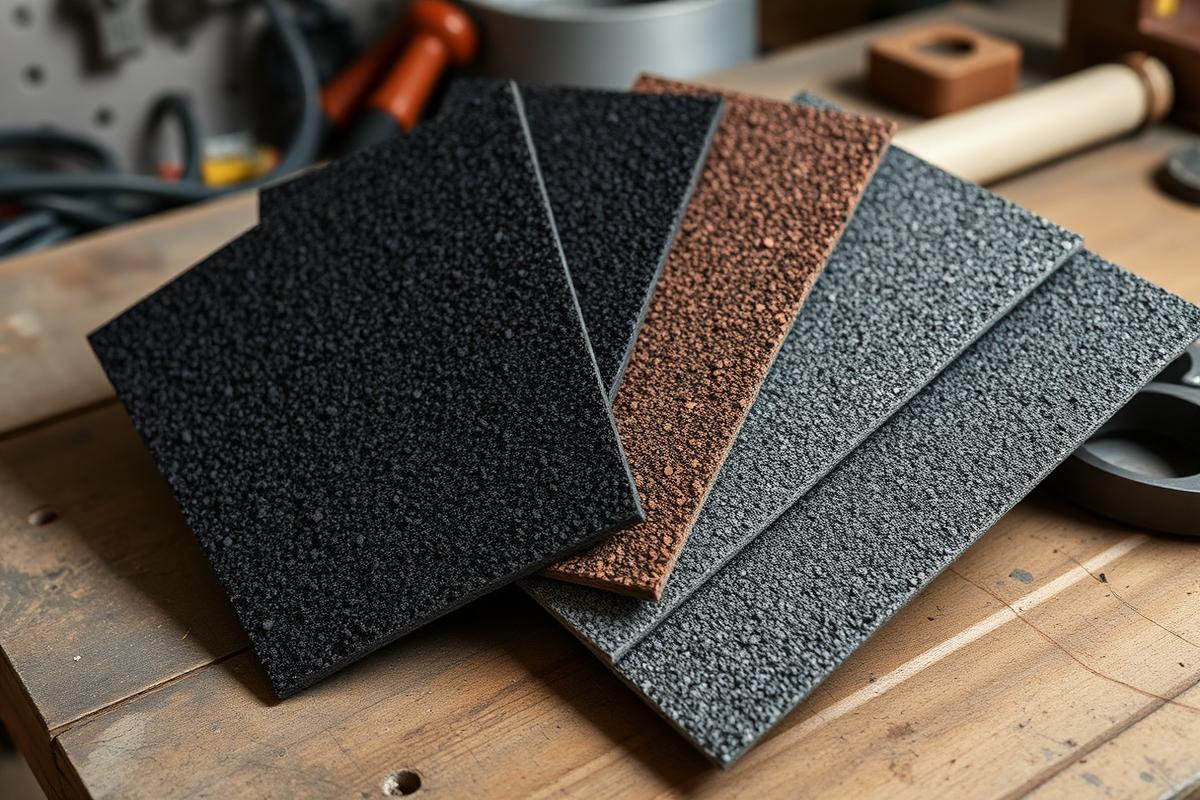 Three-tab and architectural asphalt shingle samples side by side