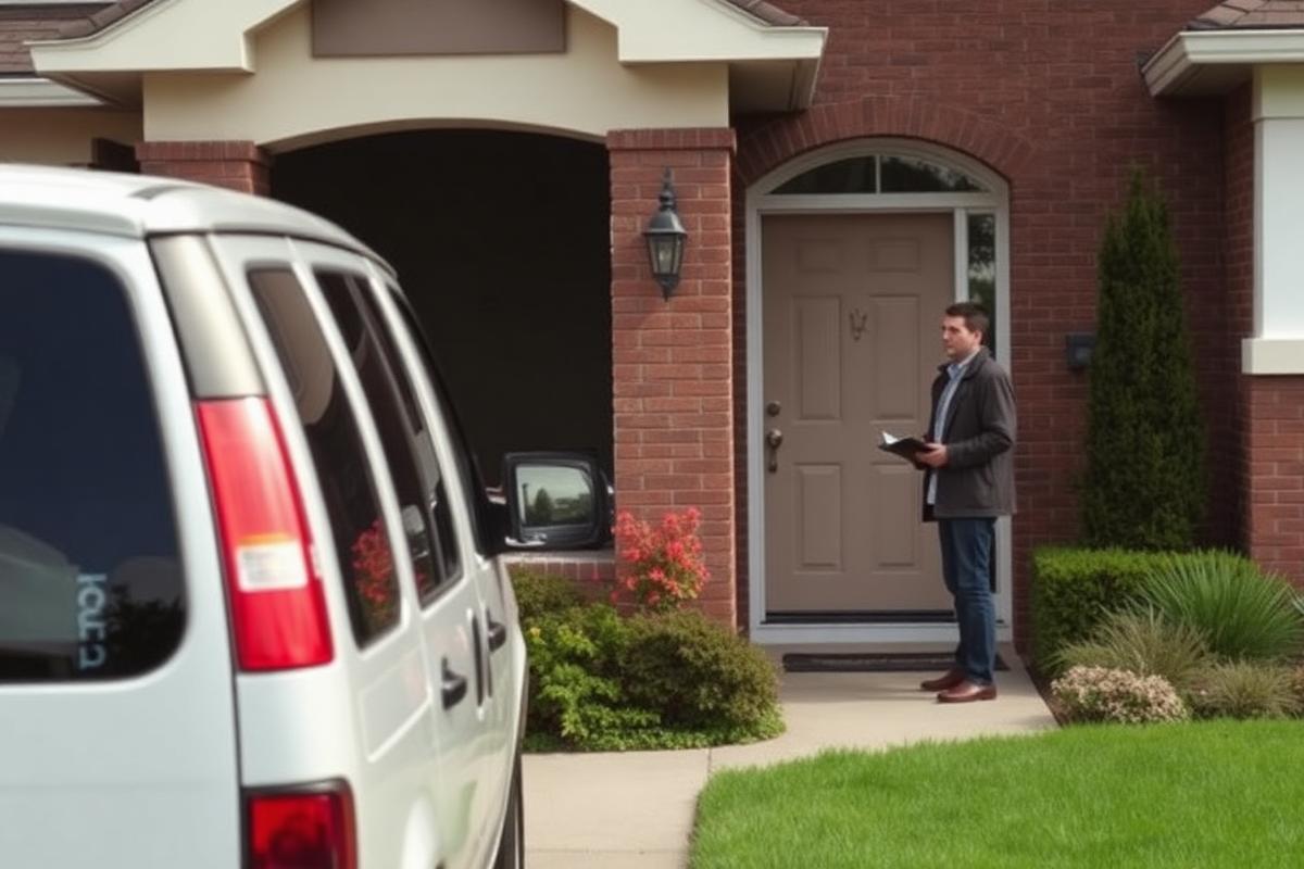 Door-to-door contractor speaking with a homeowner